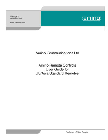 Amino Communications Ltd Amino Remote Controls User Guide For US . - PMT