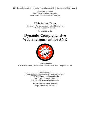For Creation Of The Dynamic, Comprehensive Web Environment For ANR - UCOP