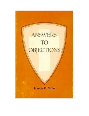 Answers To Objections Francis D. Nichol