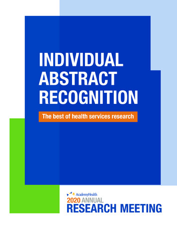 INDIVIDUAL ABSTRACT RECOGNITION - AcademyHealth