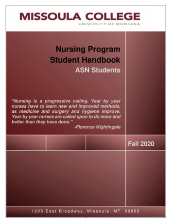 Nursing Program Student Handbook - University Of Montana