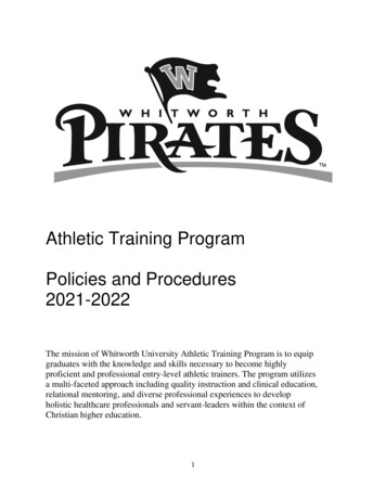 Athletic Training Program Policies And Procedures 2021-2022