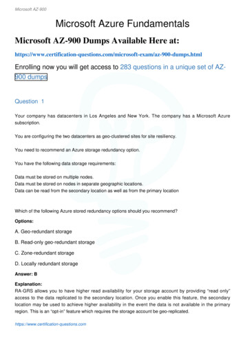Microsoft AZ-900 Microsoft Azure Fundamentals