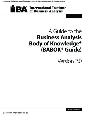 A Guide To The Business Analysis Body Of 