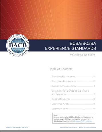 BCBA/BCaBA EXPERIENCE STANDARDS - CEUey