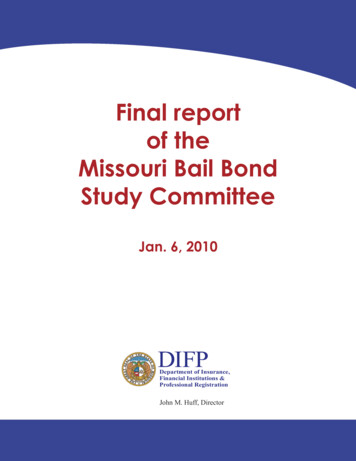 Final Report Of The Missouri Bail Bond Study Committee