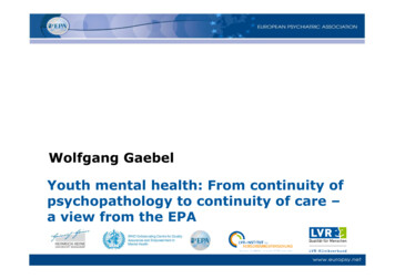 Wolfgang Gaebel Youth Mental Health: From Continuity Of Psychopathology .