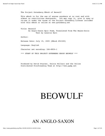 Beowulf: An Anglo-Saxon Epic Poem - English 12