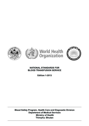 NATIONAL STANDARDS FOR BLOOD TRANSFUSION SERVICE 