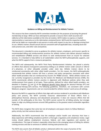 Guidance On Billing And Reimbursement For Athletic Trainers - NATA