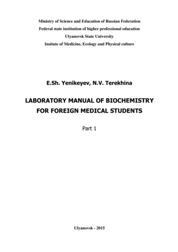 LABORATORY MANUAL OF BIOCHEMISTRY FOR FOREIGN 