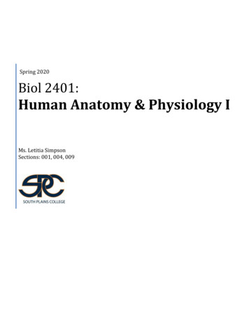 Biol 2401: Human Anatomy & Physiology I - South Plains 