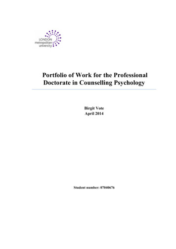 Portfolio Of Work For The Professional Doctorate In .