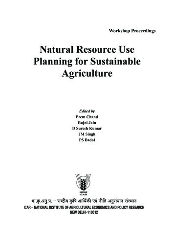 Natural Resource Use Planning For Sustainable Agriculture