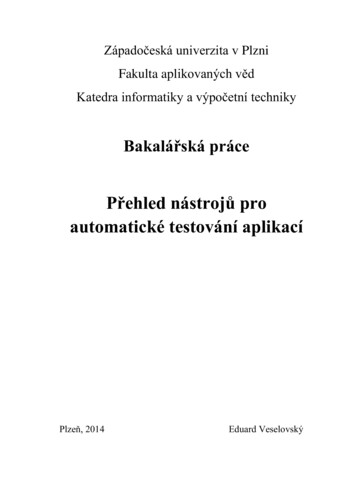 Přehled Nástrojů Pro Automatické Testování Aplikací - Zcu.cz