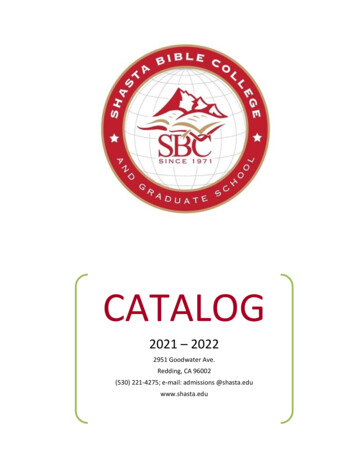 CATALOG - Shasta Bible College And Graduate School