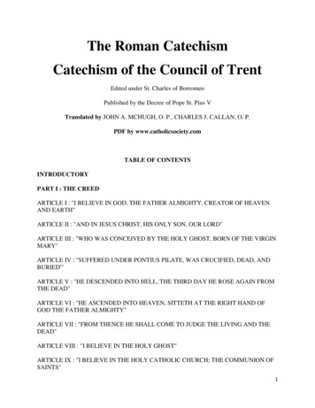 The Roman Catechism Catechism Of The Council Of Trent