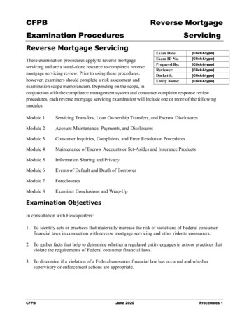 Reverse Mortgage Servicing Examination Procedures (June 2020)