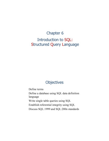 Chapter 6 Introduction To SQL: Structured Query Language