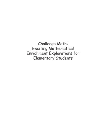 Challenge Math: Exciting Mathematical Enrichment .
