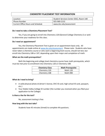 CHEMISTRY PLACEMENT TEST INFORMATION