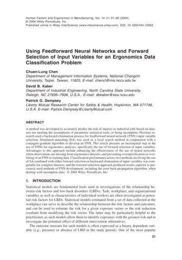 Using Feedforward Neural Networks And Forward Selection Of Input . - NCSU