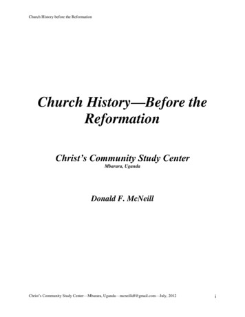 Church History Before The Reformation