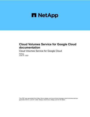 Cloud Volumes Service For Google Cloud Documentation : Cloud Volumes .