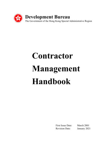Contractor Management Handbook - Development Bureau