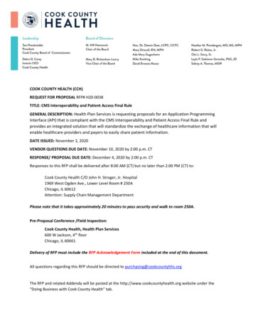 Cook County Health (Cch) Request For Proposal General Description