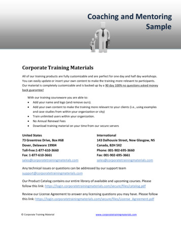 Coaching And Mentoring Sample - Corporate Training 