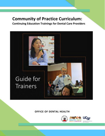 Community Of Practice Curriculum - Office Of Dental Health .