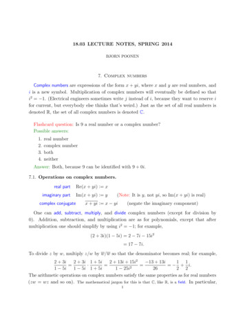 18.03 LECTURE NOTES, SPRING 2014 - MIT Mathematics