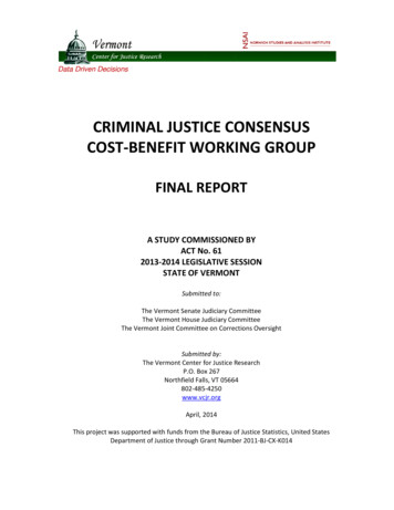 Criminal Justice Consensus Cost-benefit Working Group