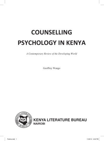 Counselling Psychology In Kenya Geoffrey Wango