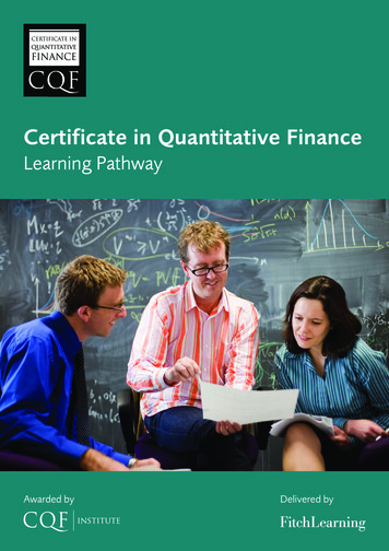 Certificate In Quantitative Finance - Fitch Learning