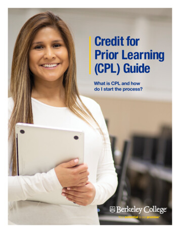 Credit For Prior Learning (CPL) Guide - Berkeley College