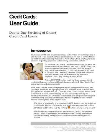 Credit Cards: User Guide - CU*Answers