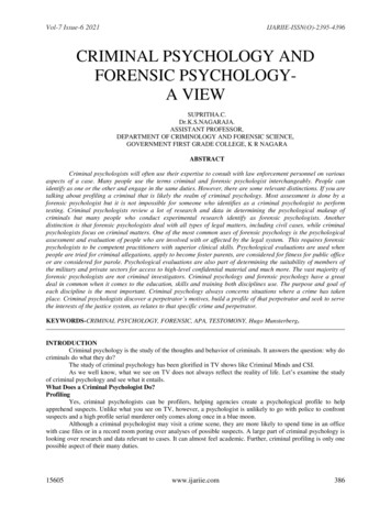 Criminal Psychology And Forensic Psychology- A View - Ijariie