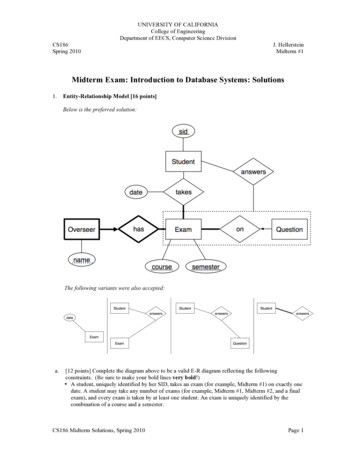 Midterm Exam: Introduction To Database Systems: Solutions