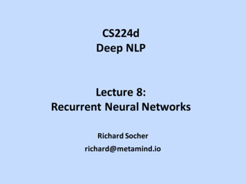 CS224d Deep NLP Lecture 8: Recurrent Neural Networks