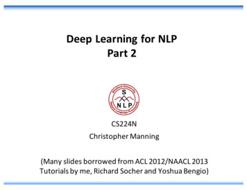 Deep Learning For NLP Part 2 - Stanford University