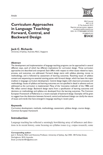 Curriculum Approaches In Language Teaching