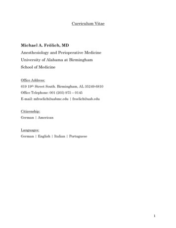CV Frölich, MD - Uab.edu