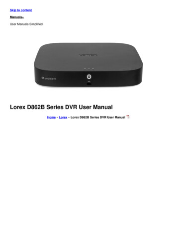 Lorex D862B Series DVR User Manual - Manuals 