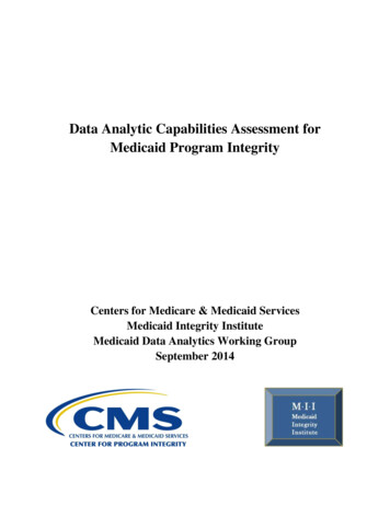Data Analytic Capabilities Assessment For Medicaid Program Integrity - CMS