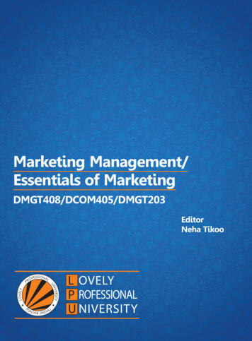 Marketing Management/ Essentials Of Marketing