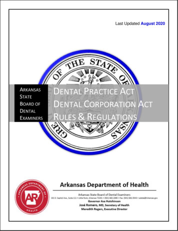 Dental Practice Act - Arkansas Department Of Health