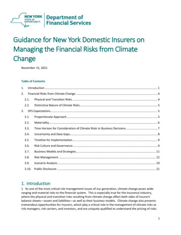 Guidance For New York Domestic Insurers On Managing The Financial Risks .
