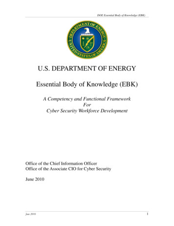U.S. DEPARTMENT OF ENERGY Essential Body Of 